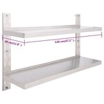 vidaXL Étagère murale à 2 niveaux Acier inoxydable 120x30 cm