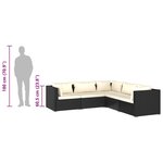 vidaXL Salon de jardin 5 Pièces avec coussins Résine tressée Noir