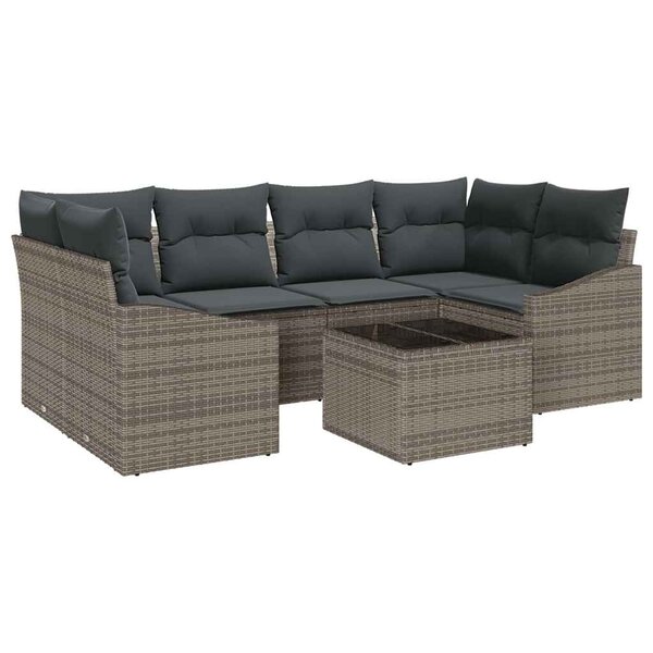 vidaXL Ensemble de canapé de jardin 7 Pièces Gris 55 x 55 x 37 cm