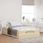 vidaXL Cadre de lit avec matelas Crème 120 x 190 cm tissu