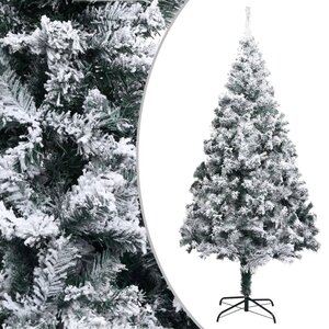 vidaXL Sapin de Noël artificiel avec neige floquée vert 210 cm PVC