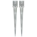 vidaXL Piquets au sol 2 Pièces Argenté 12x12x89 cm Acier galvanisé