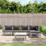 vidaXL Salon de jardin avec coussins 6 Pièces blanc acier