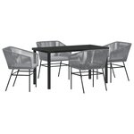 vidaXL Set de Salle à Manger de Jardin de 5 Pièces avec Coussins Gris Poly Rattan