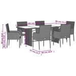 vidaXL Ensemble à manger de jardin coussins 7Pièces Noir Résine tressée