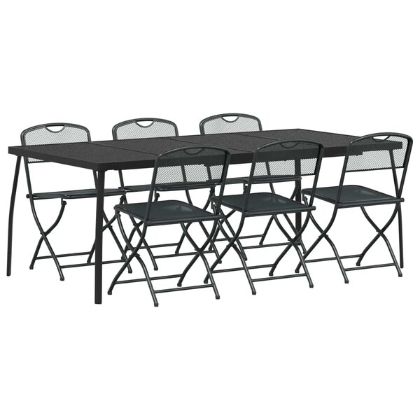 vidaXL Ensemble de meubles d'extérieur 7 Pièces Anthracite Fer et Acier