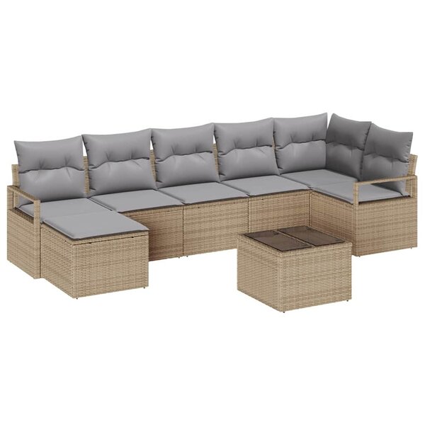 vidaXL Ensemble de canapé de jardin 8 Pièces Beige  Gris clair