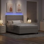 vidaXL Lit à ressort LED avec matelas Taupe 140 x 190 cm tissu