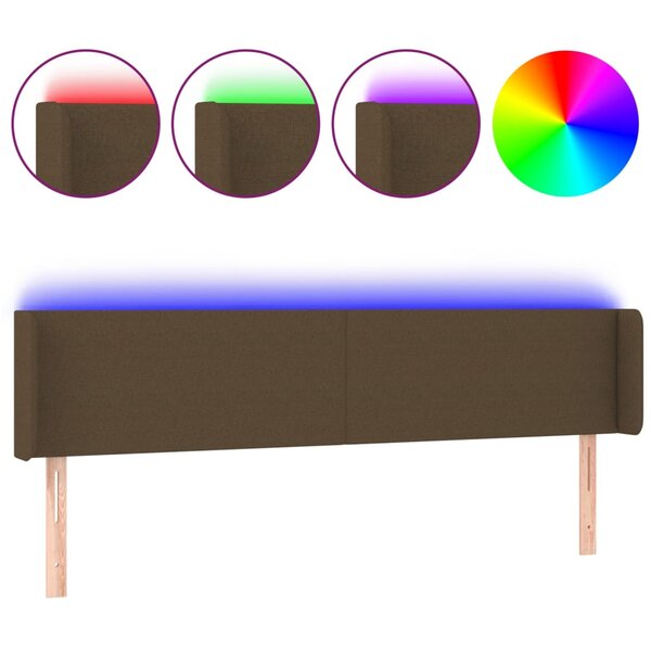 vidaXL Tête de lit à LED Marron foncé 183x16x78/88 cm Tissu