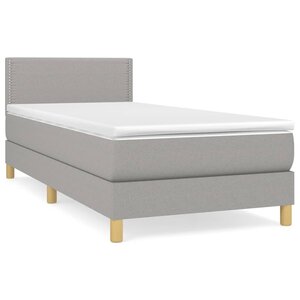 vidaXL Sommier à lattes de lit avec matelas Gris clair 100x200cm Tissu