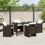 vidaXL Ensemble de salle à manger de jardin 5 pièces avec coussins en poly rattan marron