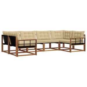 vidaXL Ensemble de canapés d'extérieur 6 pc Naturel et Beige