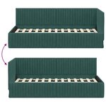 vidaXL Cadre de lit d'angle Vert foncé 90 cm x 190 cm Velours