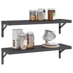 vidaXL Étagères murales 2 Pièces 75x23 5 cm noir acier inoxydable