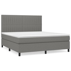 vidaXL Sommier à lattes de lit avec matelas Gris foncé 180x200cm Tissu