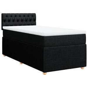 vidaXL Sommier à lattes de lit avec matelas Noir 90x190 cm Tissu
