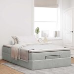 vidaXL Lit ottoman avec matelas gris clair 120x190 cm velours