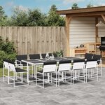 vidaXL Ensemble à manger de jardin avec coussins 13Pièces blanc textilène
