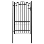 vidaXL Portail de clôture avec dessus arqué Acier 100x175 cm Noir