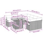 Set de 9 Pièces de Sofa de Jardin avec Coussins Noir Poly Rattan Acacia