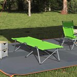 vidaXL Lit de camping pliant Vert foncé Métal  Tissu Simple Pliable
