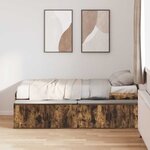 vidaXL Lit de rangement Chêne fumé 90x200 cm