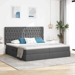 vidaXL Lit avec rangement et matelas Gris foncé 200 x 200 cm tissu