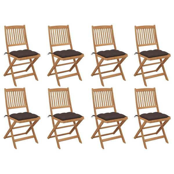 vidaXL Chaises pliables d'extérieur et coussins lot de 8 Bois d'acacia