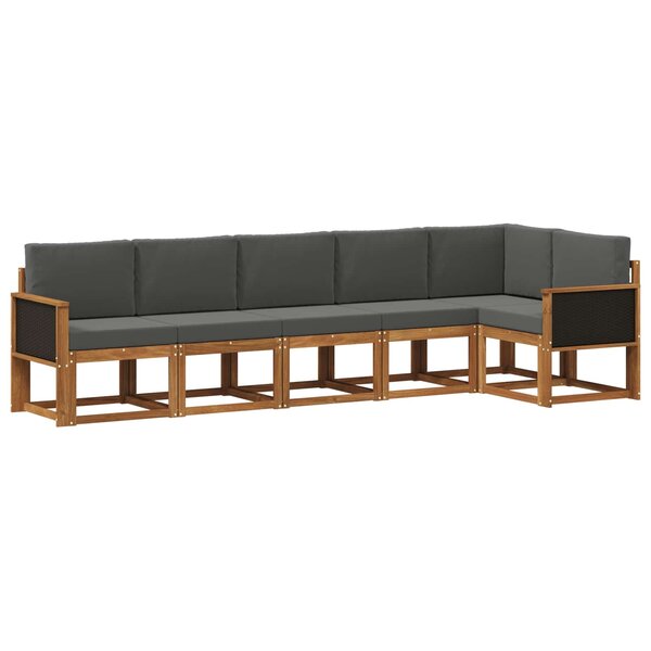 vidaXL Ensemble de canapés d'extérieur 6 pc Naturel et Anthracite
