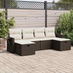vidaXL Salon de jardin avec coussins 6 Pièces marron résine tressée