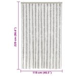 vidaXL Rideau anti-mouches gris clair et blanc 118x220 cm chenille