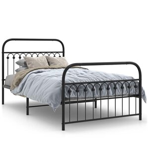 vidaXL Cadre de lit métal sans matelas avec pied de lit noir 107x203cm