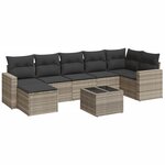 vidaXL Salon de jardin 8 Pièces avec coussins gris clair résine tressée