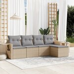 vidaXL Salon de jardin avec coussins 5 Pièces beige résine tressée