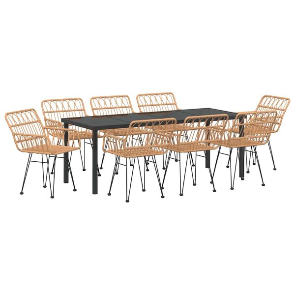 vidaXL Ensemble de salle à manger pour jardin 9 Pièces Marron