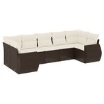vidaXL Salon de jardin avec coussins 7 Pièces marron résine tressée