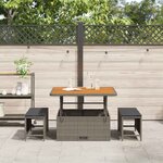 vidaXL Ensemble de salle à manger pour jardin 3 Pièces Gris Poly rotin