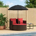 vidaXL Canapé de jardin Marron et rouge 168 x 168 x 180 cm polyrotin