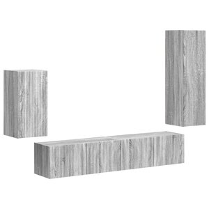 vidaXL Ensemble meuble TV 4 Pièces Gris Sonoma Bois d'ingénierie