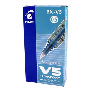 Stylo roller Hi-Tecpoint V5 Encre liquide Pointe Fine Bleu x 12 PILOT