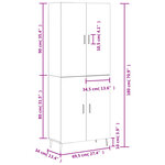 vidaXL Buffet haut Blanc 69 5x34x180 cm Bois d'ingénierie