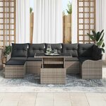 vidaXL Ensemble de canapé de jardin 8 Pièces Gris Poly Rattan