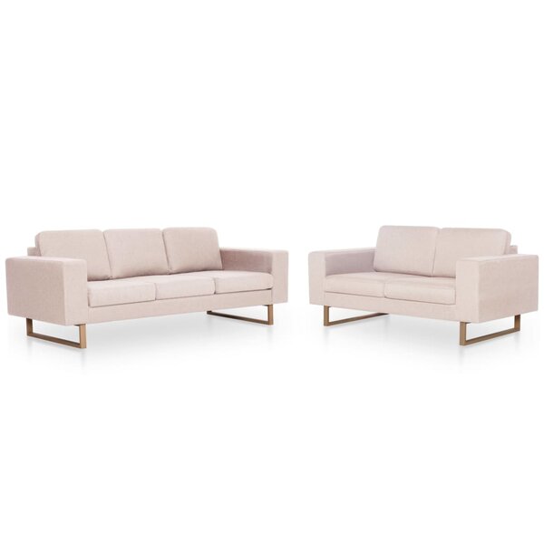 vidaXL Ensemble de canapé 2 Pièces tissu crème