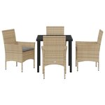 vidaXL Ensemble de salle à manger pour jardin 5 Pièces Beige Poly rotin