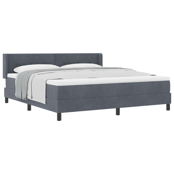 vidaXL Lit à ressorts avec tête de lit Gris foncé 200 x 180 cm Velours