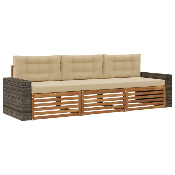 vidaXL Ensemble de canapés d'extérieur 3 pc Naturel et Beige Polyester