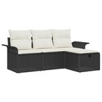 vidaXL Ensemble de canapé de jardin avec coussin 4 Pièces Noir et crème
