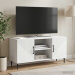 vidaXL Meuble TV Blanc 102 x 34 5 x 50 cm Bois d'ingénierie