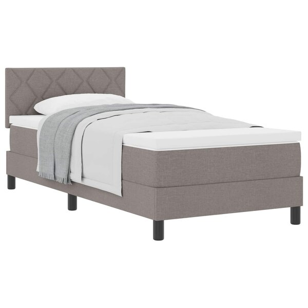 vidaXL Lit à ressorts avec tête de lit Taupe 90 x 200 cm tissu