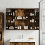 vidaXL Armoire Miroir de Salle de Bain Chêne fumé 100 x 14 5 x 70 cm
